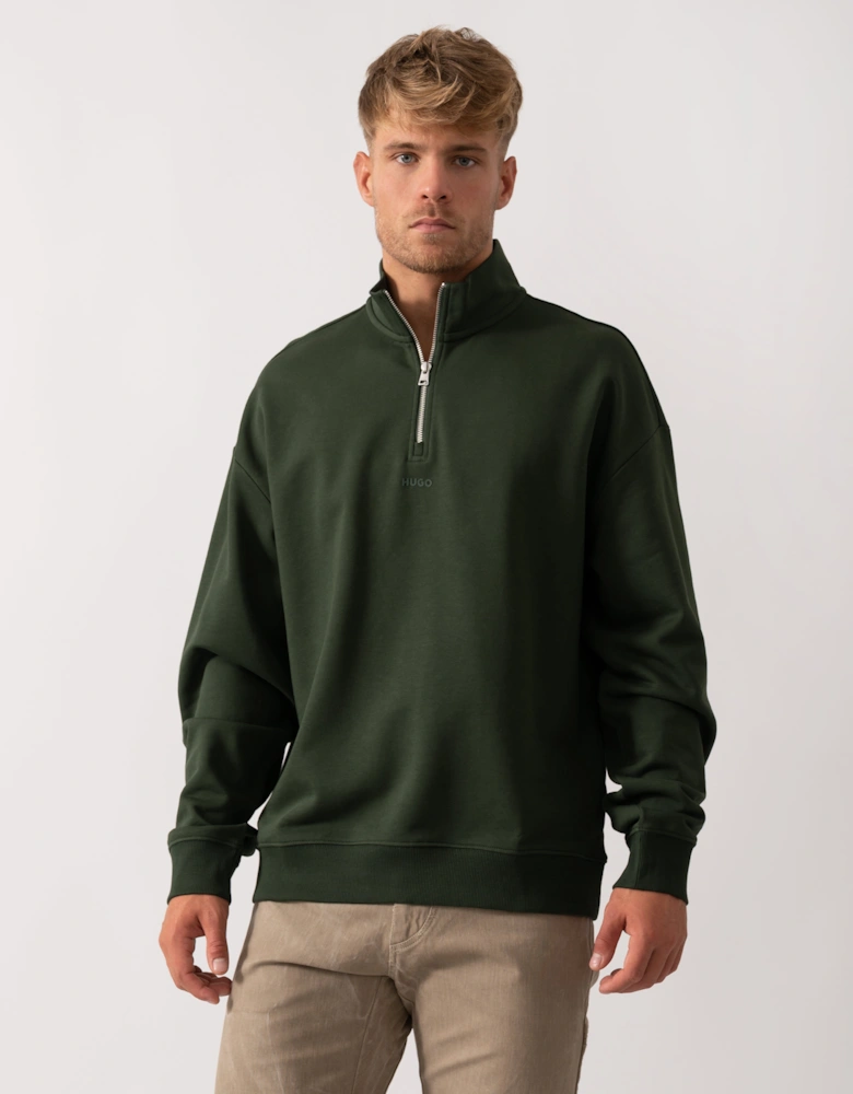 HUGO Durty244 Mens 1/4 Zip Sweatshirt - Dark Green 309