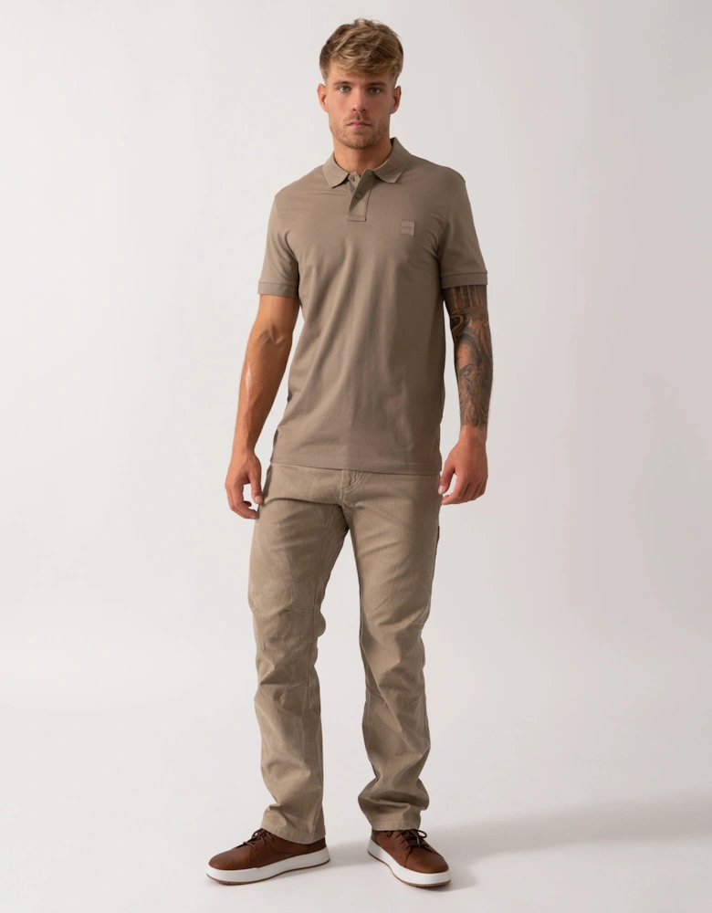 BOSS Orange Passenger Mens Stretch-Cotton Slim-Fit Polo Shirt with Logo Patch - Open Green 346