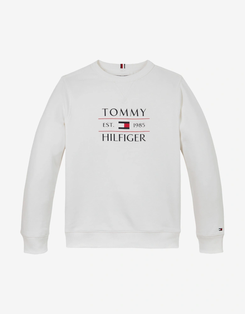 Boys Tommy Flag Sweatshirt in White