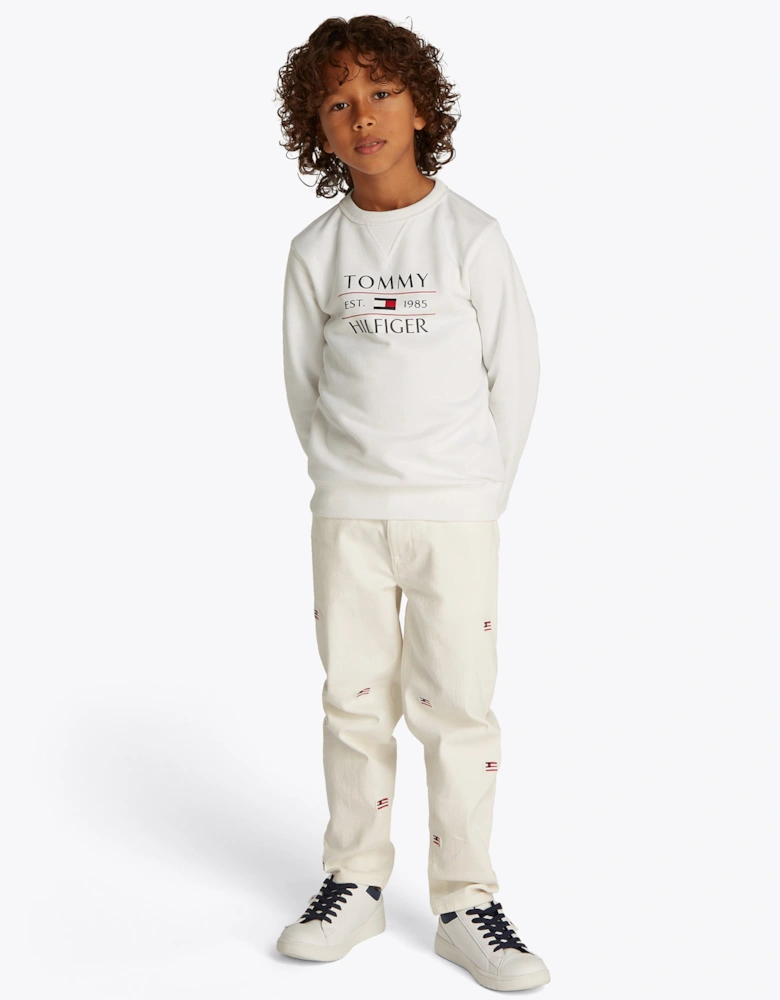 Boys Tommy Flag Sweatshirt in White