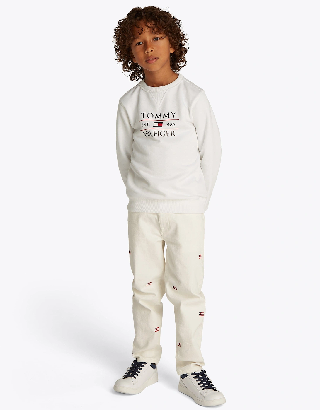Boys Tommy Flag Sweatshirt in White