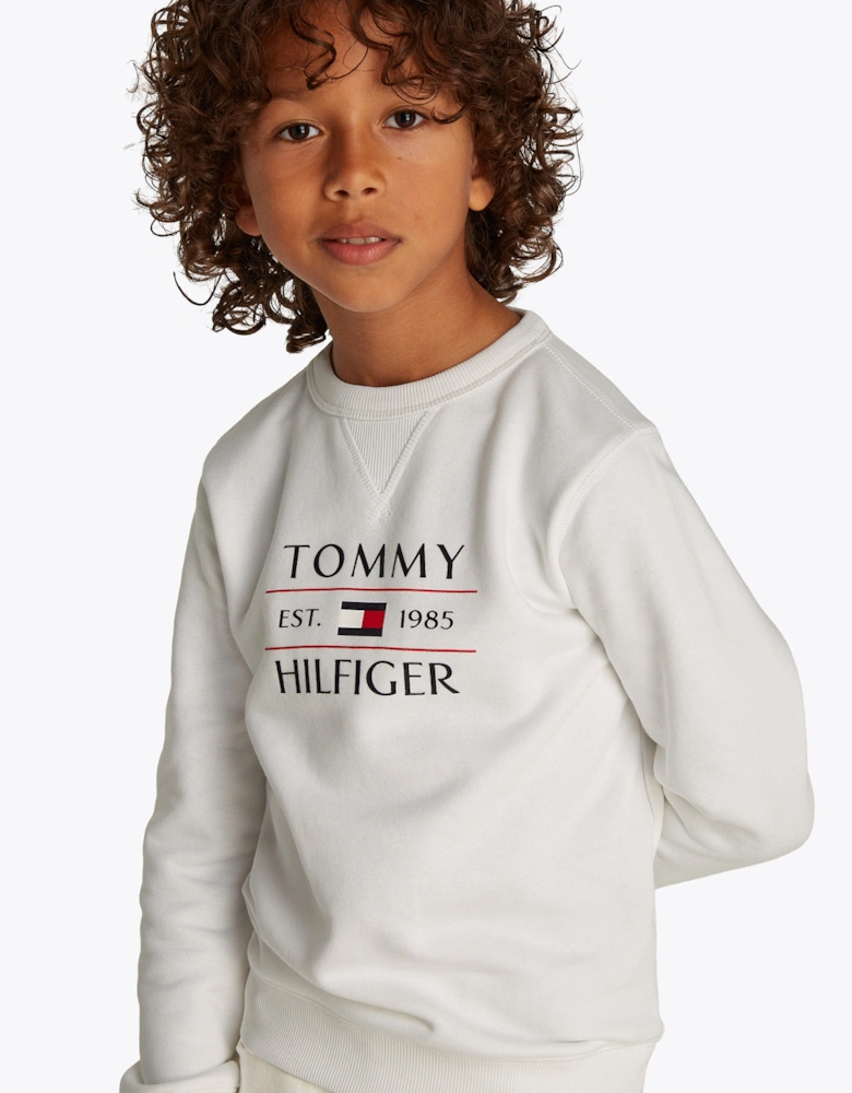 Boys Tommy Flag Sweatshirt in White