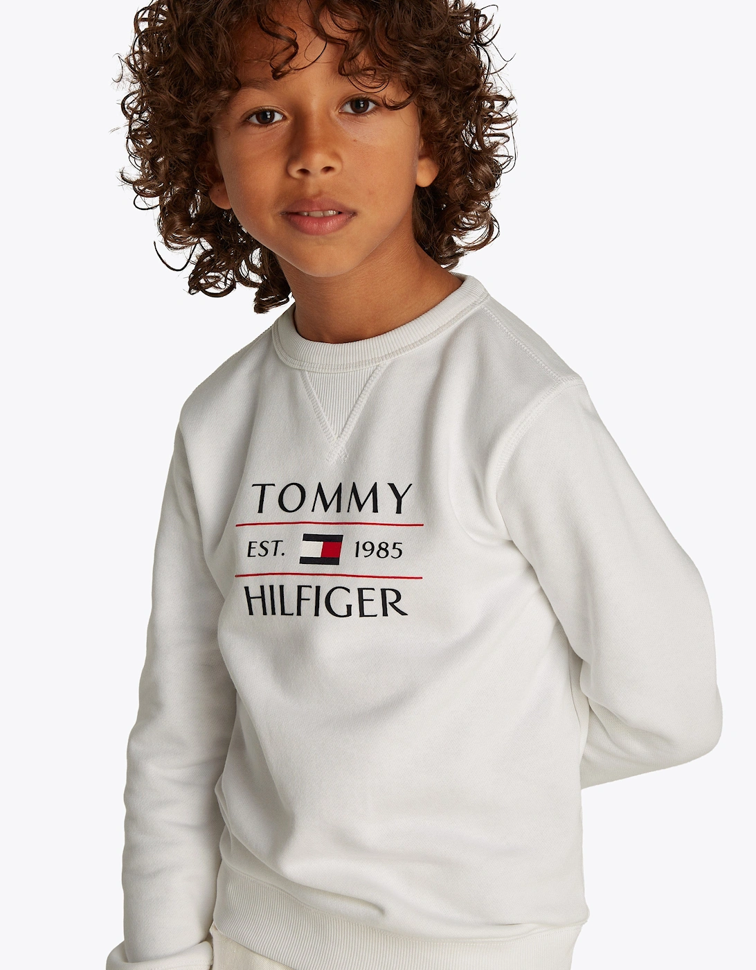 Boys Tommy Flag Sweatshirt in White