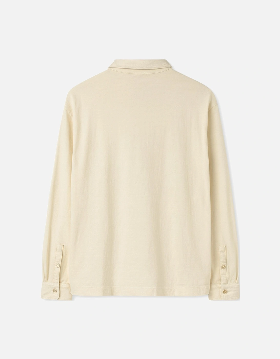 Men's Garment Dyed Cream Long Sleeve Polo Shirt