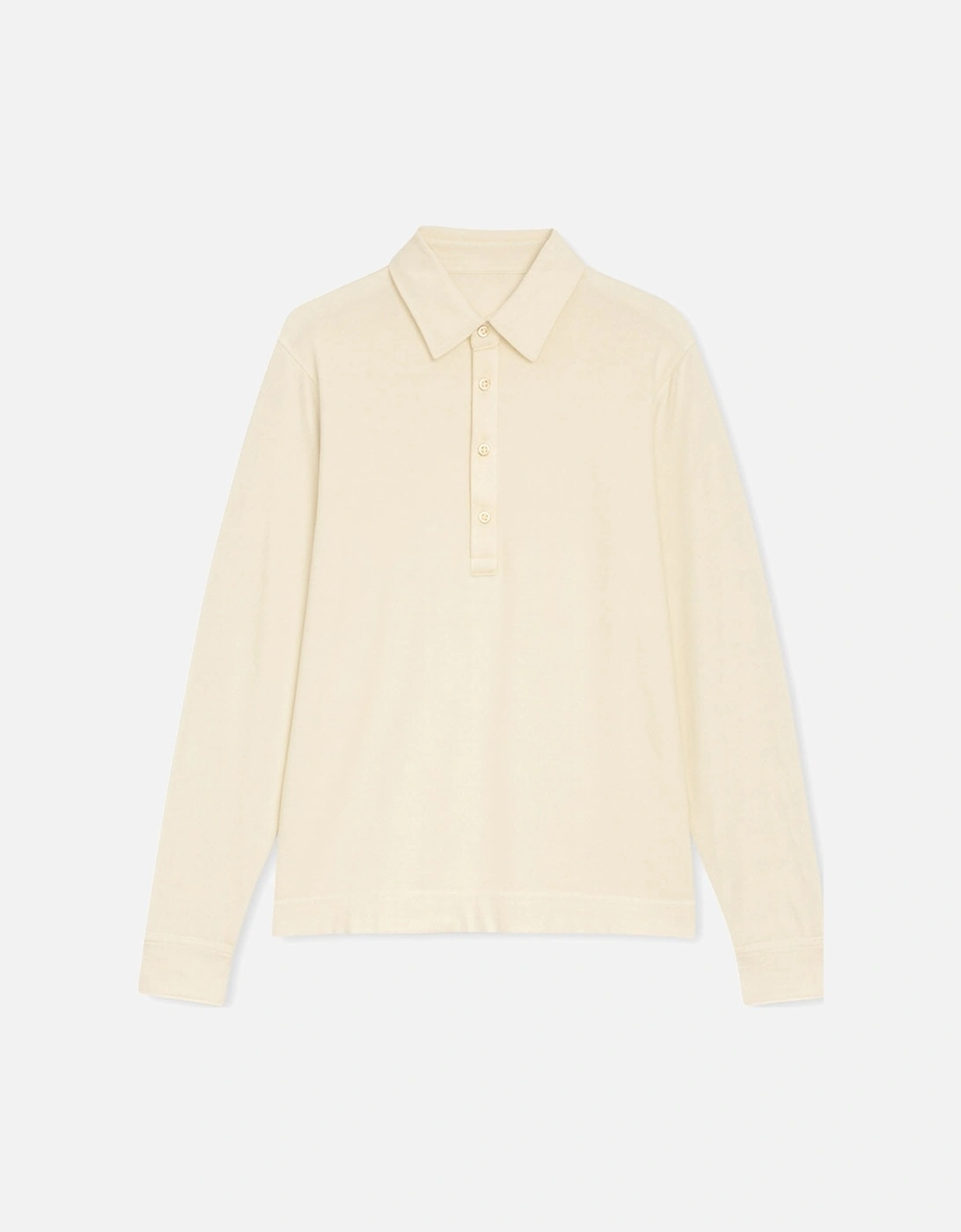 Men's Garment Dyed Cream Long Sleeve Polo Shirt, 3 of 2