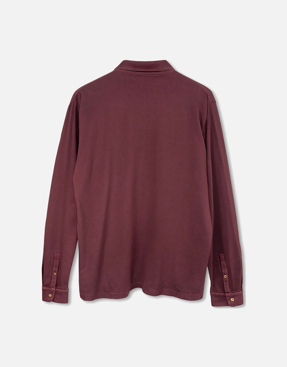 Men's Garment Dyed Maroon Long Sleeve Polo Shirt