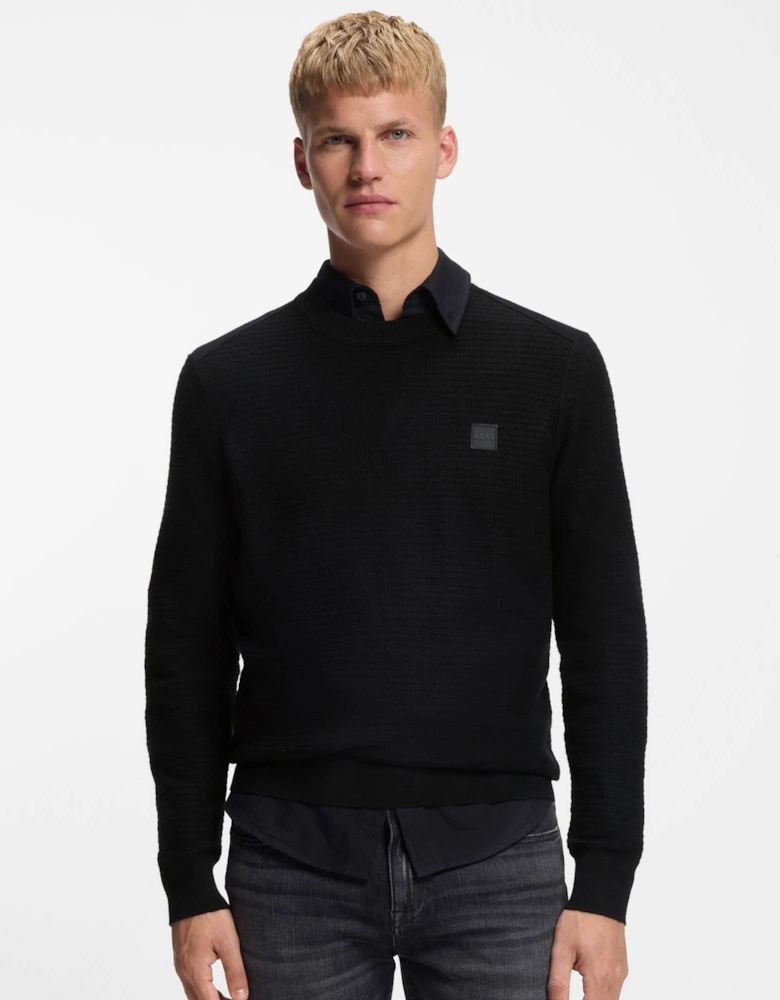 BOSS Orange Anion S Mens Crew Neck Jumper - Black 001