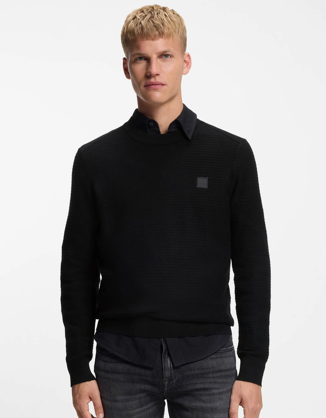 BOSS Orange Anion S Mens Crew Neck Jumper - Black 001, 5 of 4