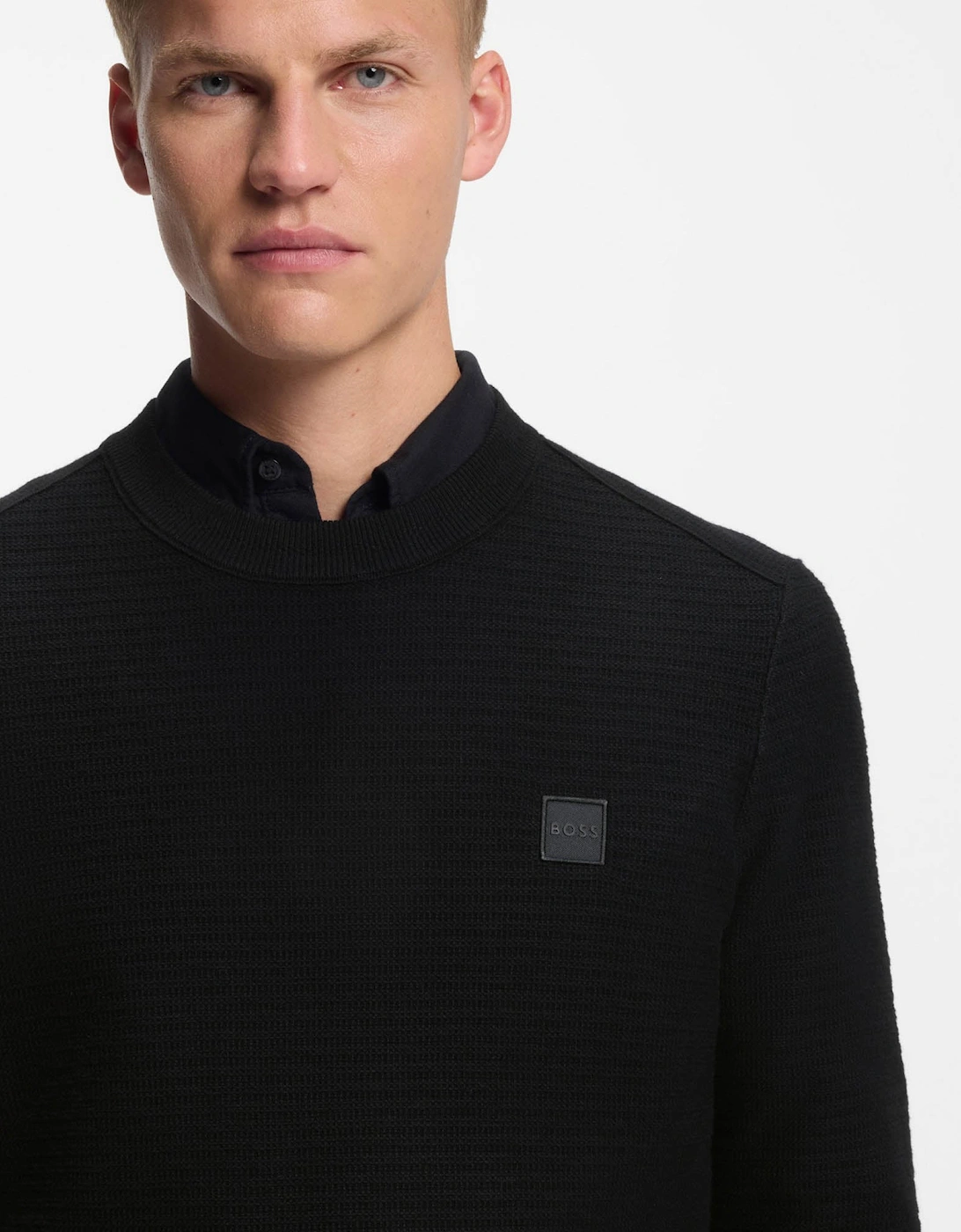 BOSS Orange Anion S Mens Crew Neck Jumper - Black 001