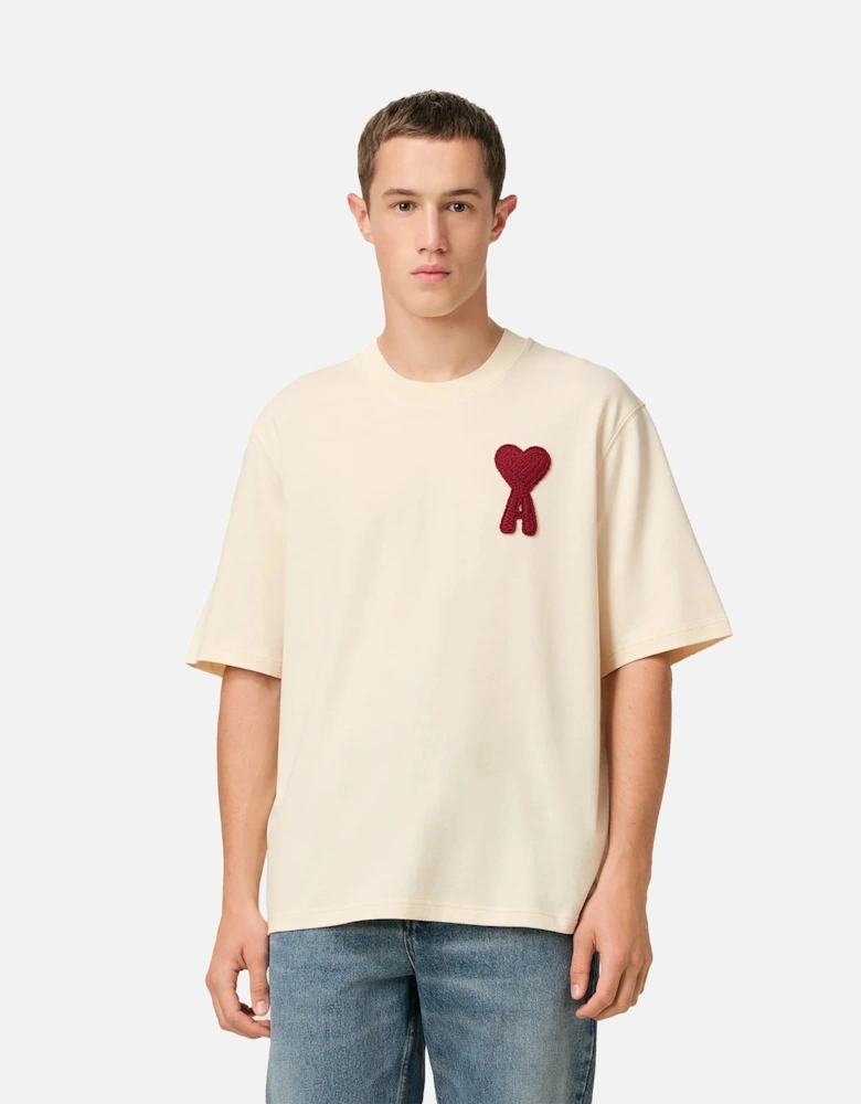 Ami De Coeur-Patch Cotton T-Shirt - White Cream