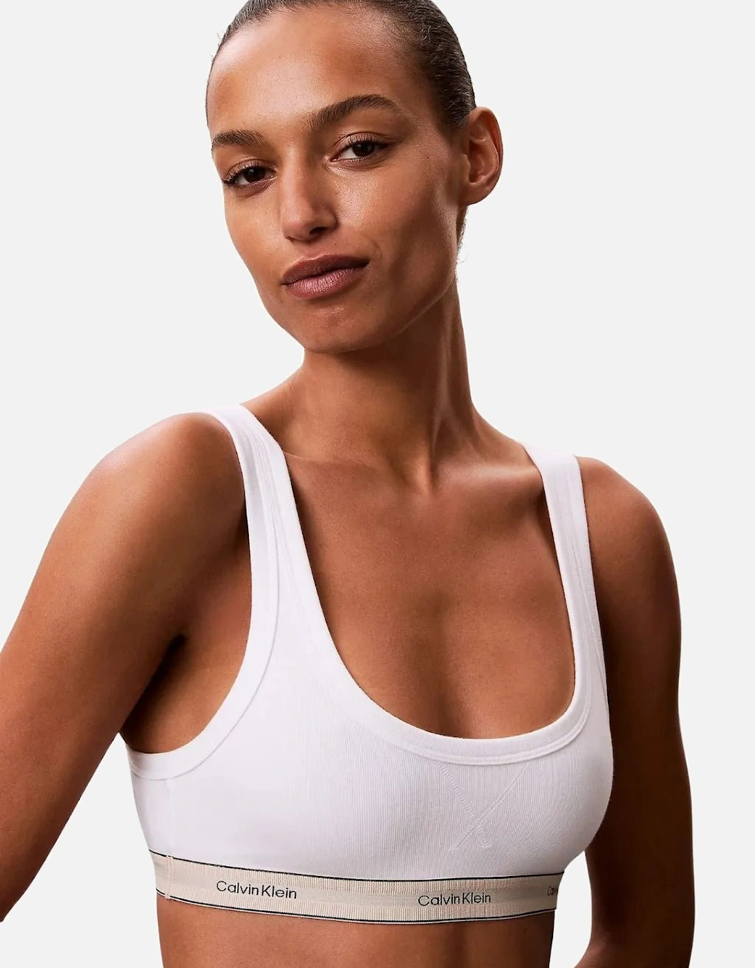 Heritage Cotton Unlined Bralette, White, 8 of 7