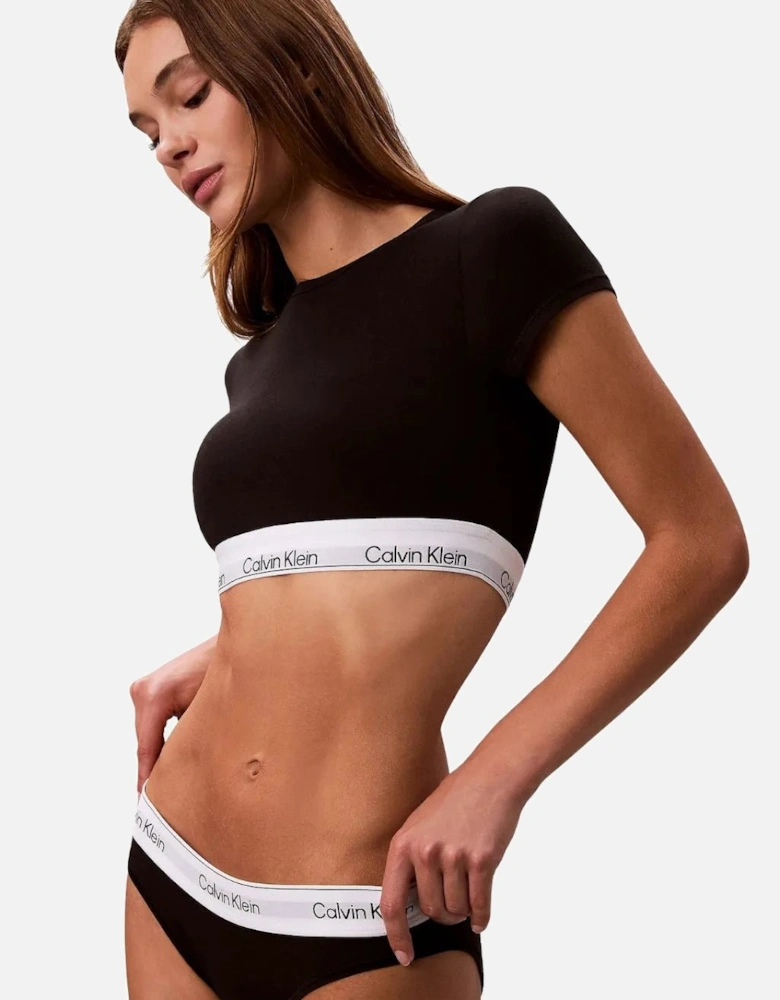 Icon Cotton Modal T-Shirt Bralette, Black