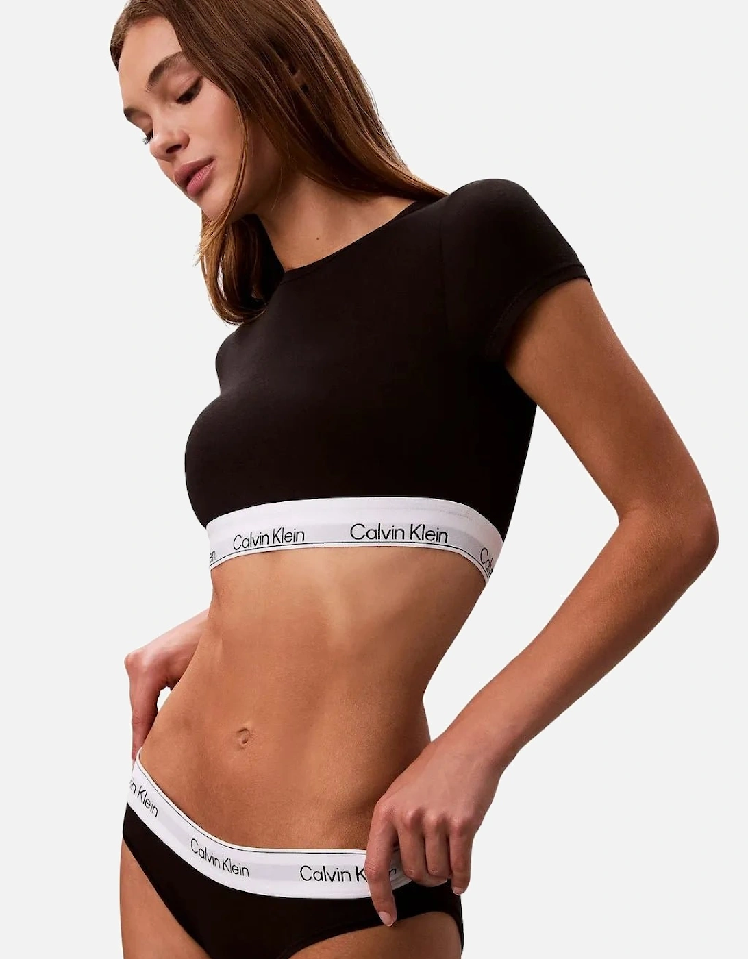 Icon Cotton Modal T-Shirt Bralette, Black