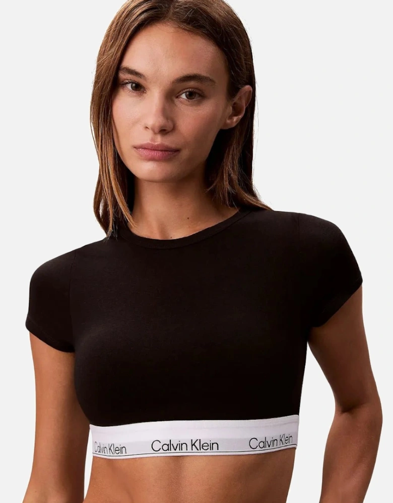 Icon Cotton Modal T-Shirt Bralette, Black