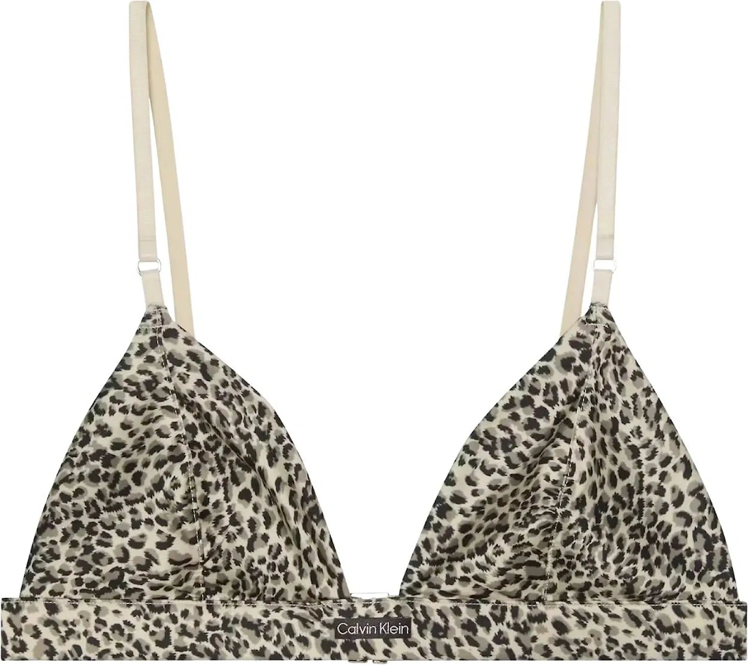 Calvin Klein Women's Signature Satin Unlined Triangle Bra, Animal Print - Size: S