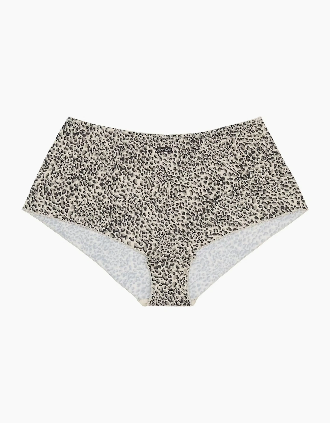Calvin Klein Women's Brown Signature Satin Boy Short, Animal Print  L