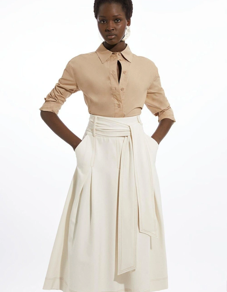 Tailored Full Skirted Belted Midaxi Skirt