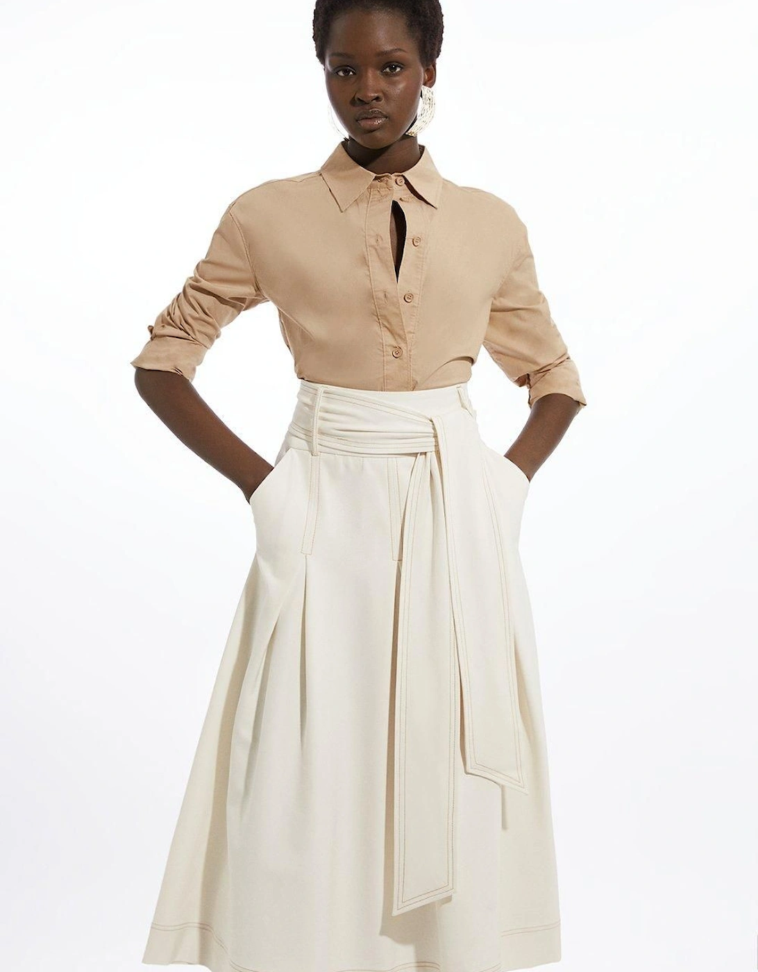 Tailored Full Skirted Belted Midaxi Skirt, 2 of 1