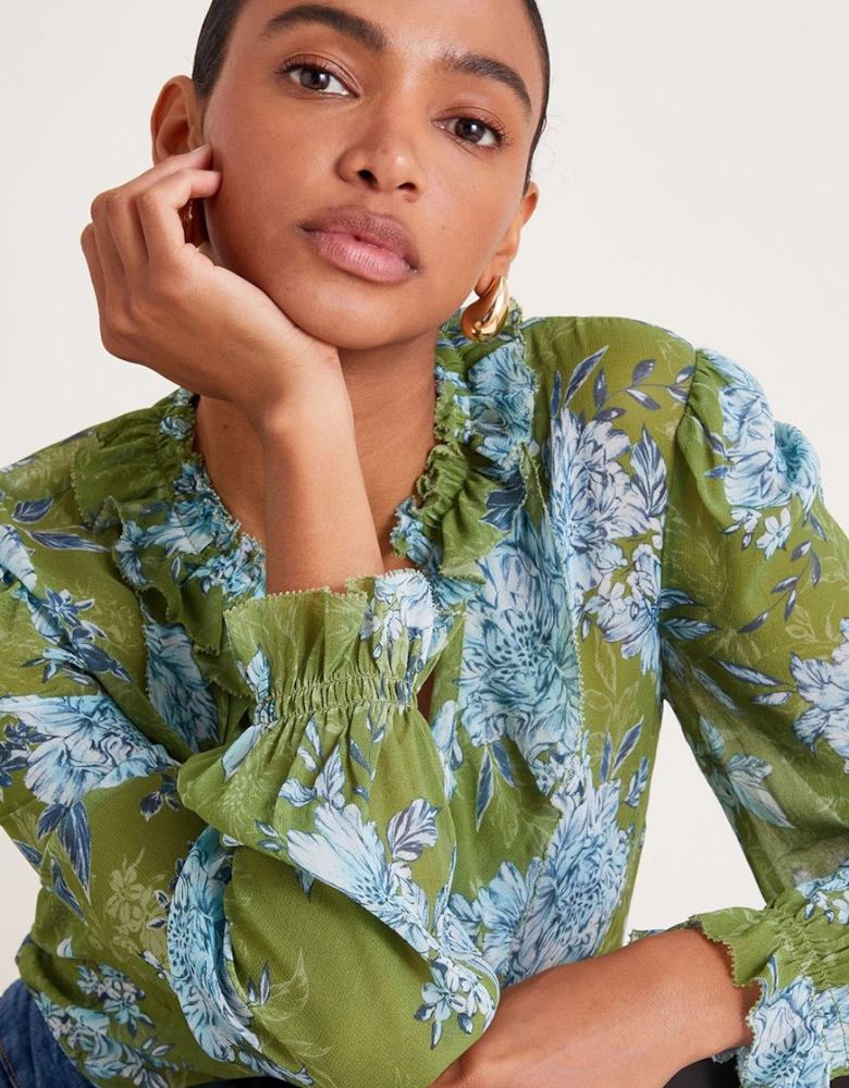 Eva Floral Ruffle Blouse