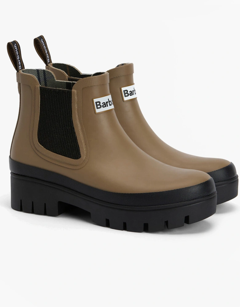 HALTON Womens Chelsea Wellies Military Brown/Black