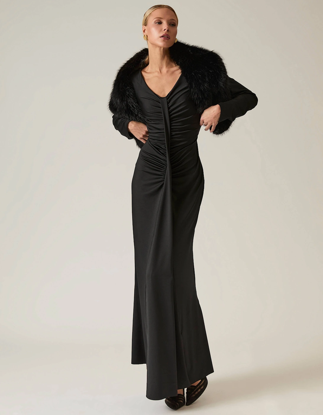 Black Sculpted Maxi Dress, 7 of 6