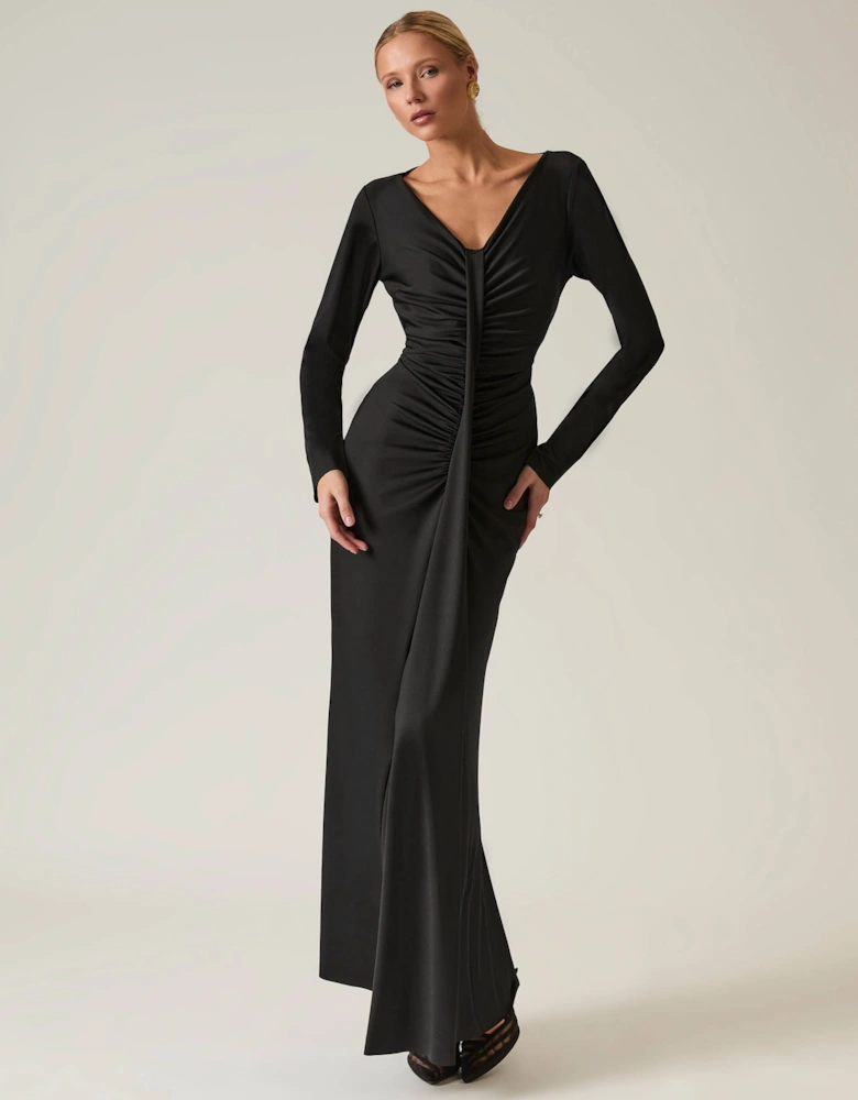 Black Sculpted Maxi Dress