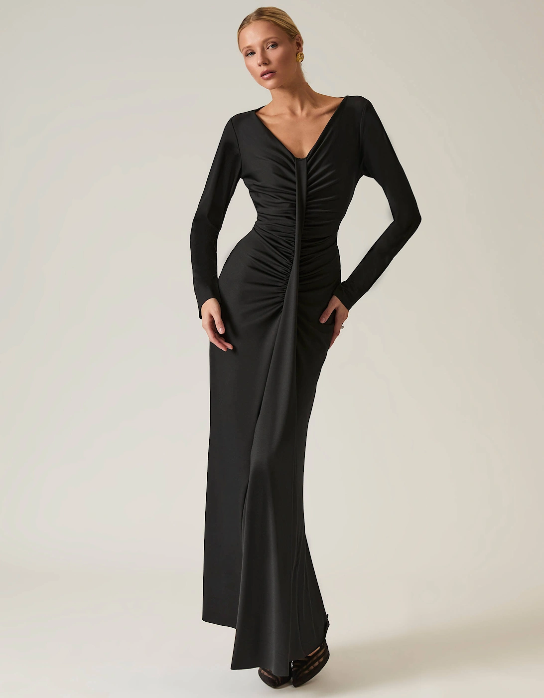 Black Sculpted Maxi Dress
