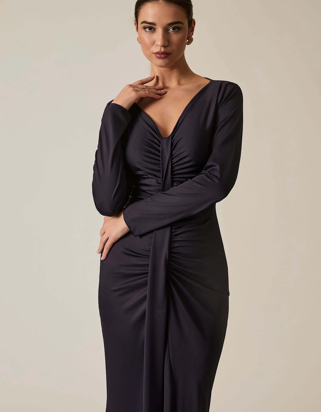 Navy Sculpted Maxi Dress