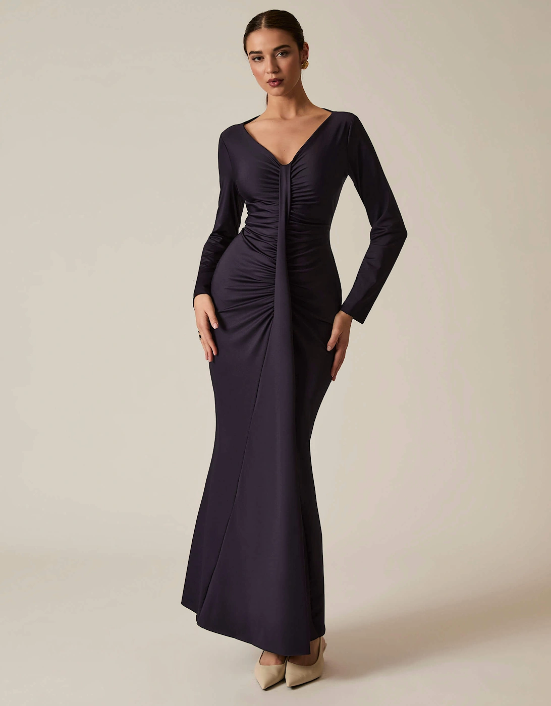 Navy Sculpted Maxi Dress