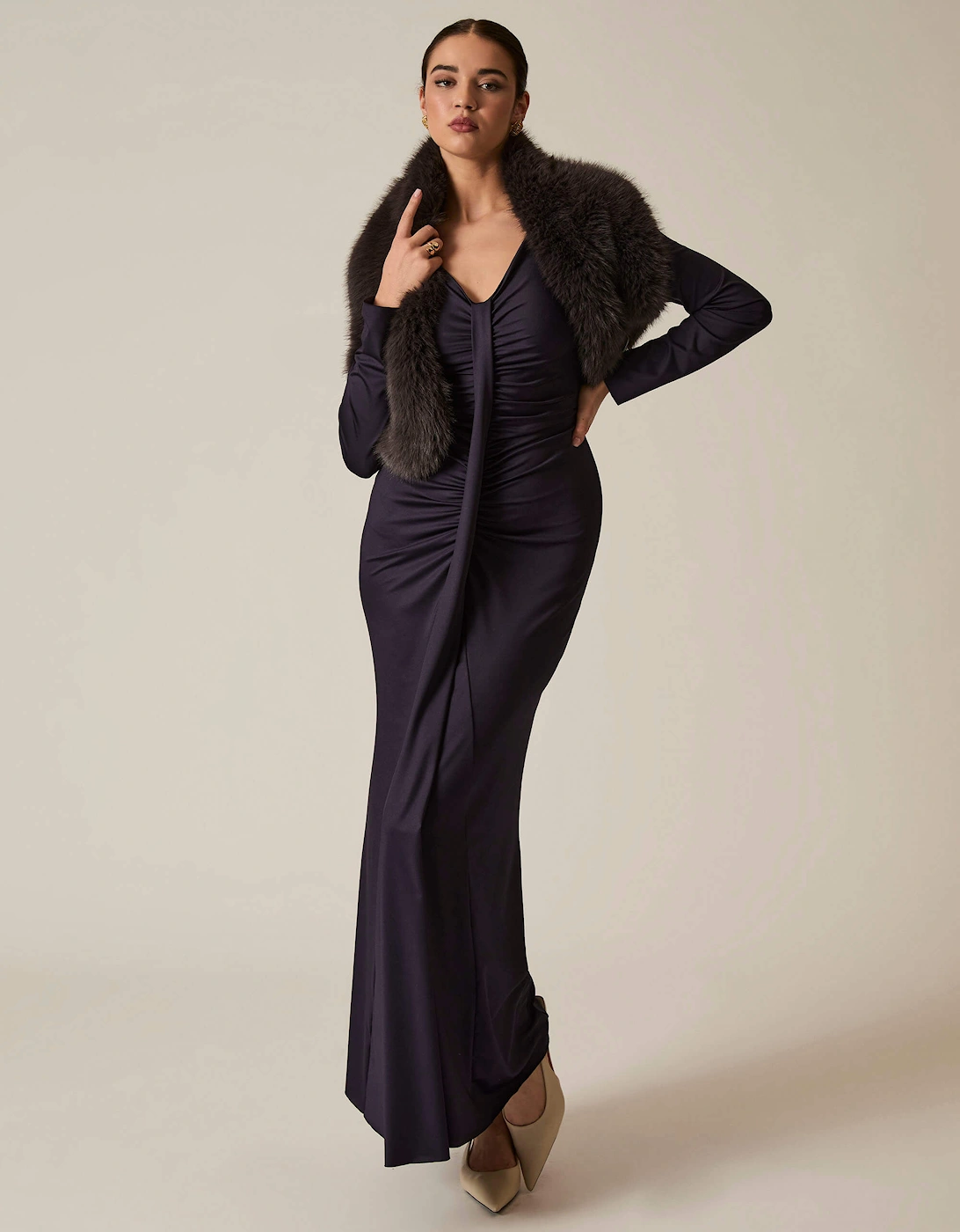 James Lakeland Women's Navy Sculpted Maxi Dress - Black - Size: 14