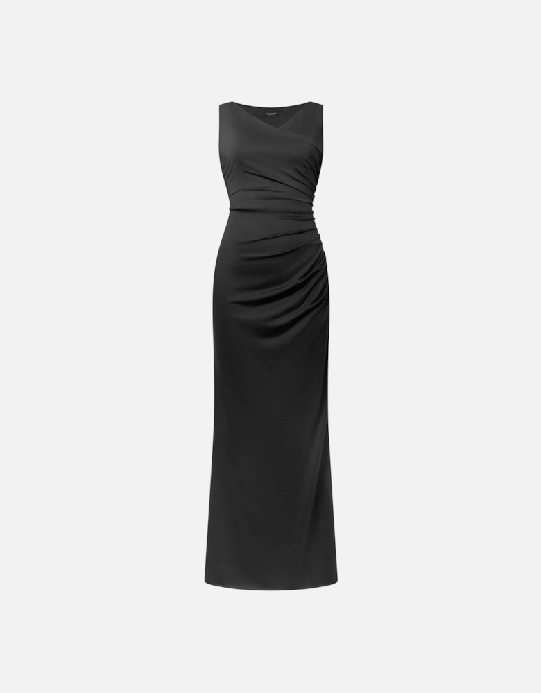 Black Sleeveless Gathered Maxi Dress