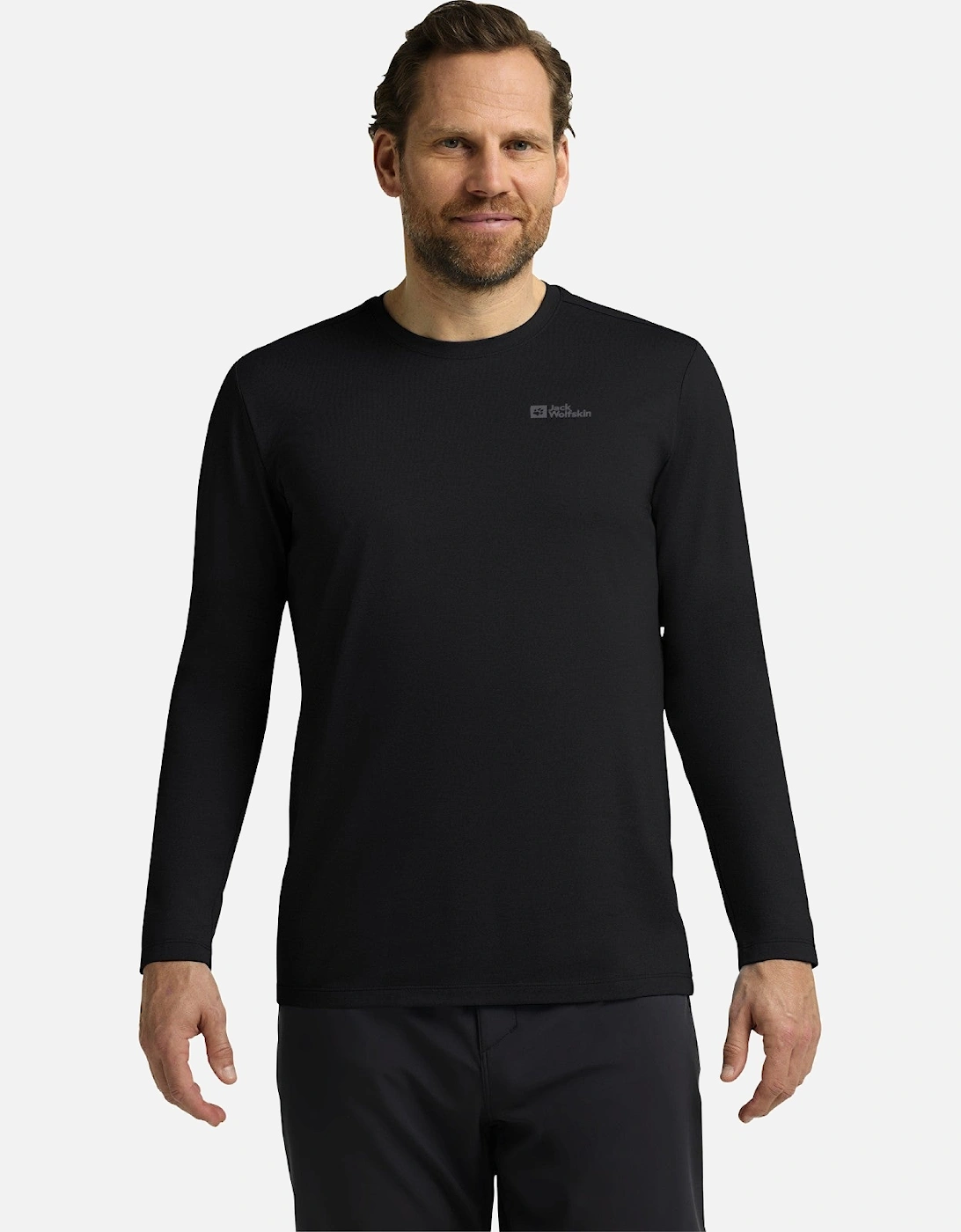 Men's Jack Wolfskin Mens Sky Long Sleeve Thermal Baselayer T-Shirt - Black - Size: M