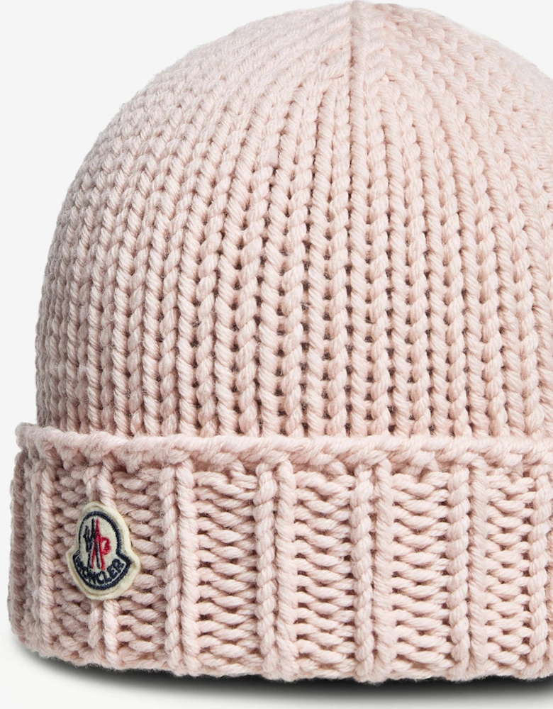 Enfant Girls Wool Knit Beanie Hat in Pink