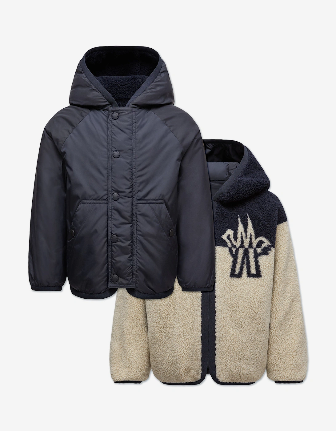 Enfant Kids Grenoble Reversible Zip Up Cardigan in Ivory, 7 of 6