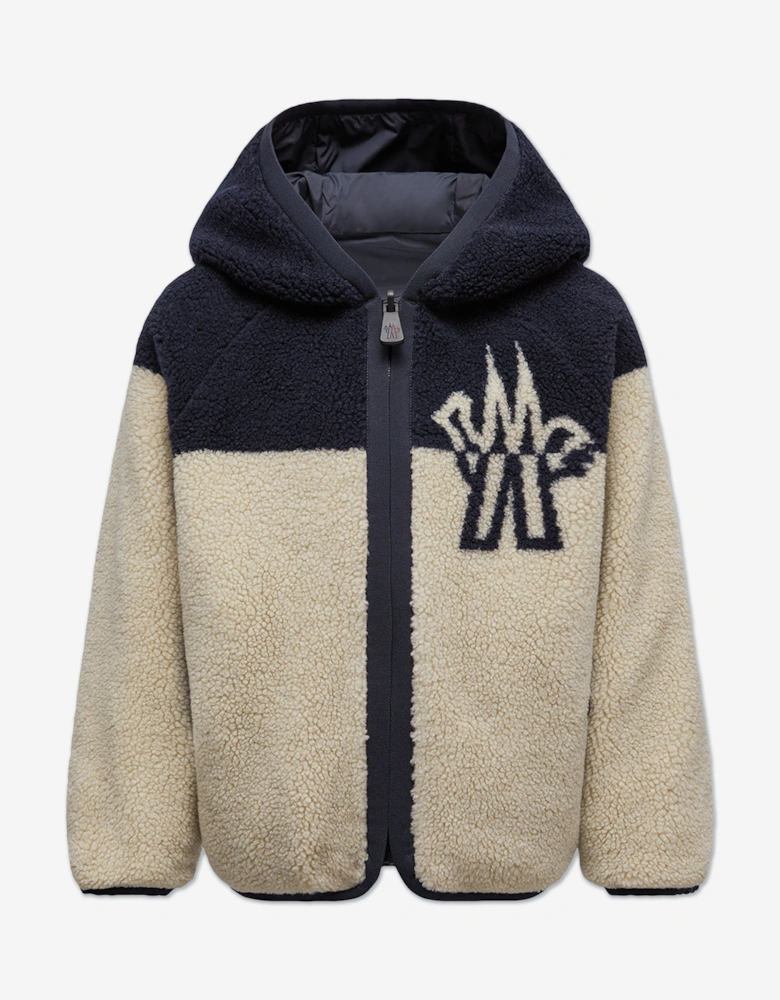 Enfant Kids Grenoble Reversible Zip Up Cardigan in Ivory