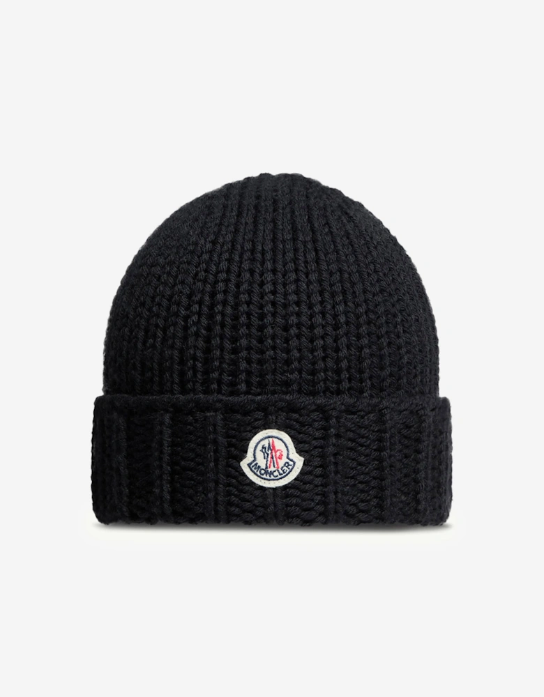 Enfant Girls Wool Knit Beanie Hat in Black