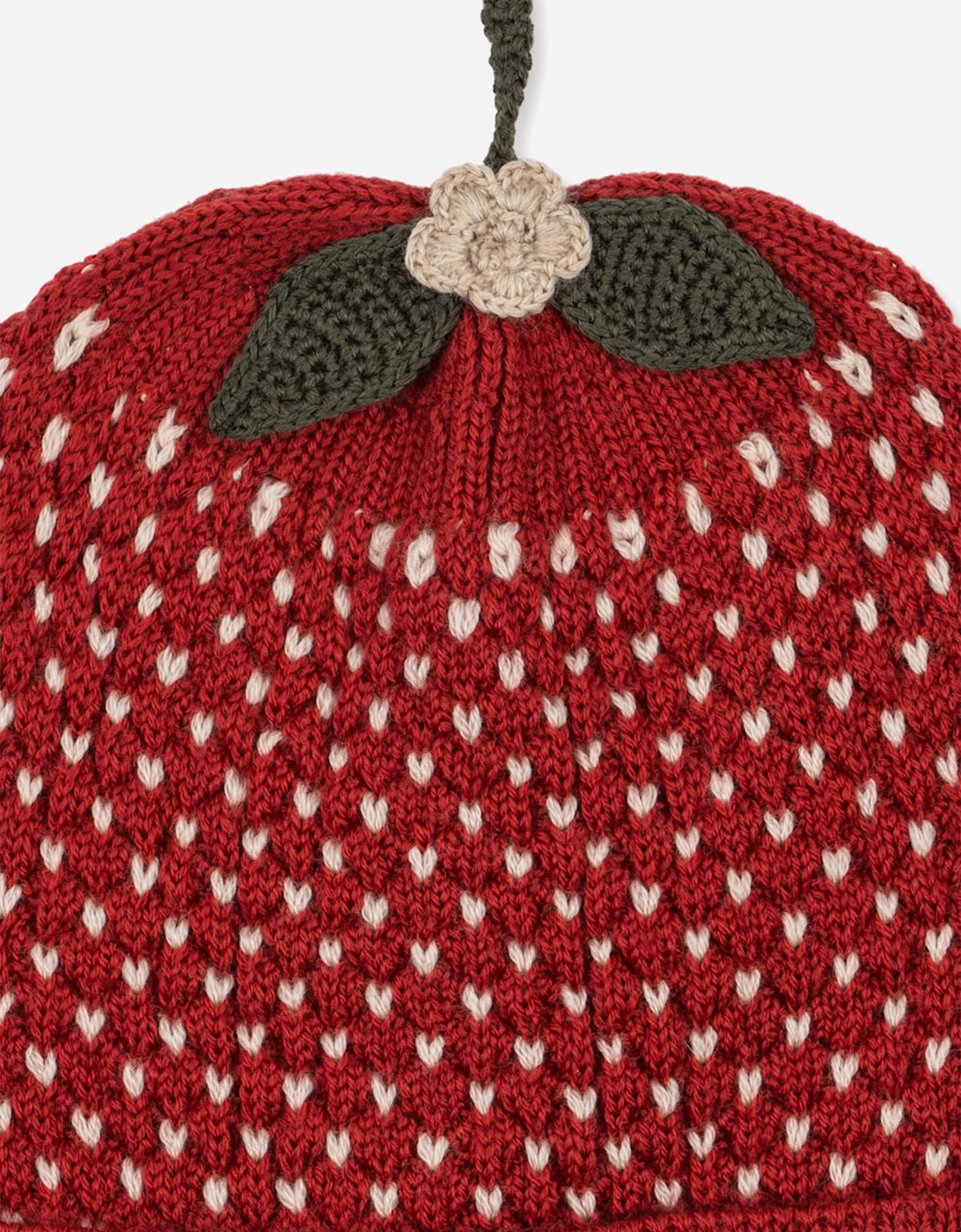Konges Sløjd Girls Strawberry Beanie Hat in Red