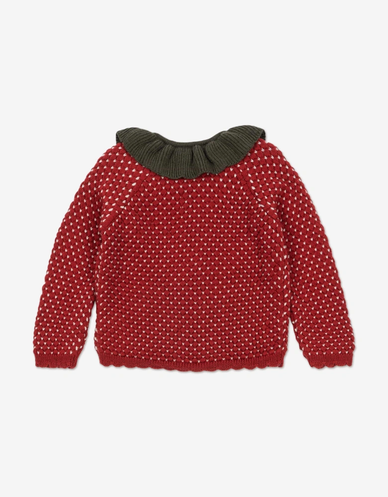 Konges Sløjd Girls Strawberry Knitted Cardigan in Red