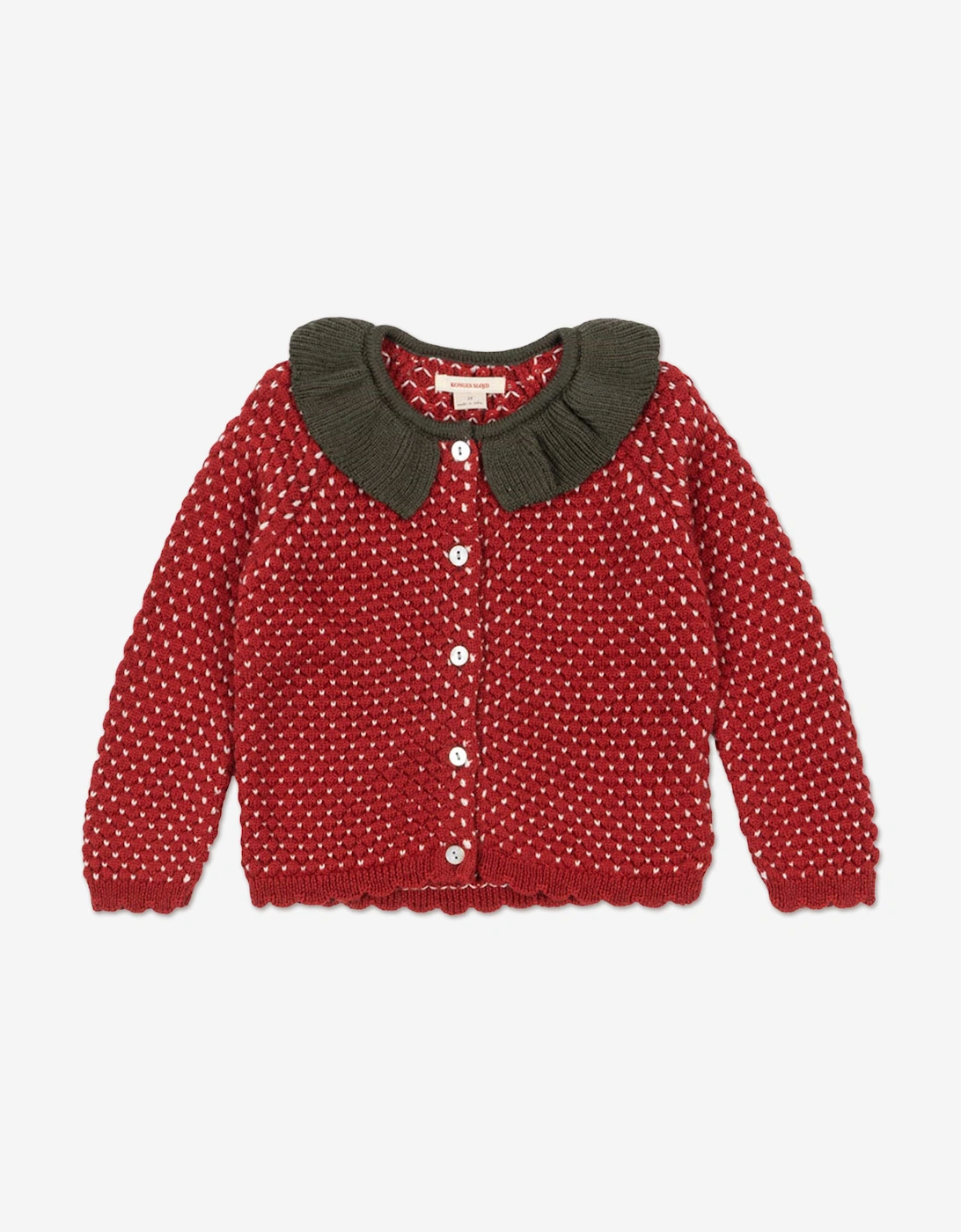 Konges Sløjd Girls Strawberry Knitted Cardigan in Red, 5 of 4