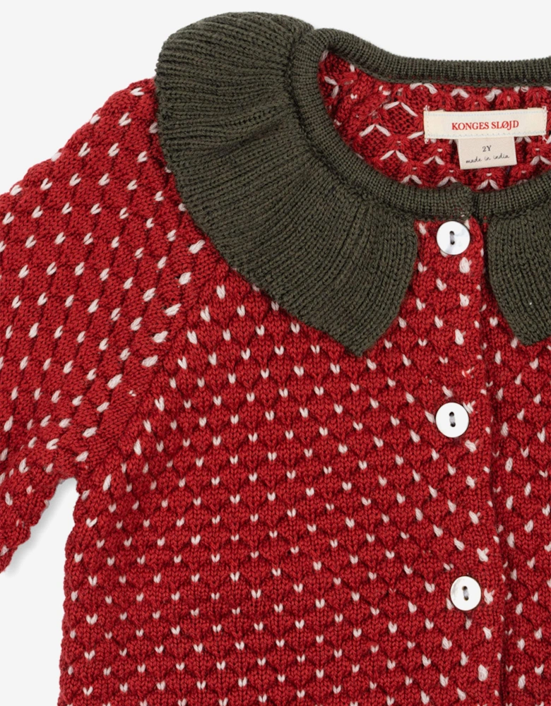 Konges Sløjd Girls Strawberry Knitted Cardigan in Red
