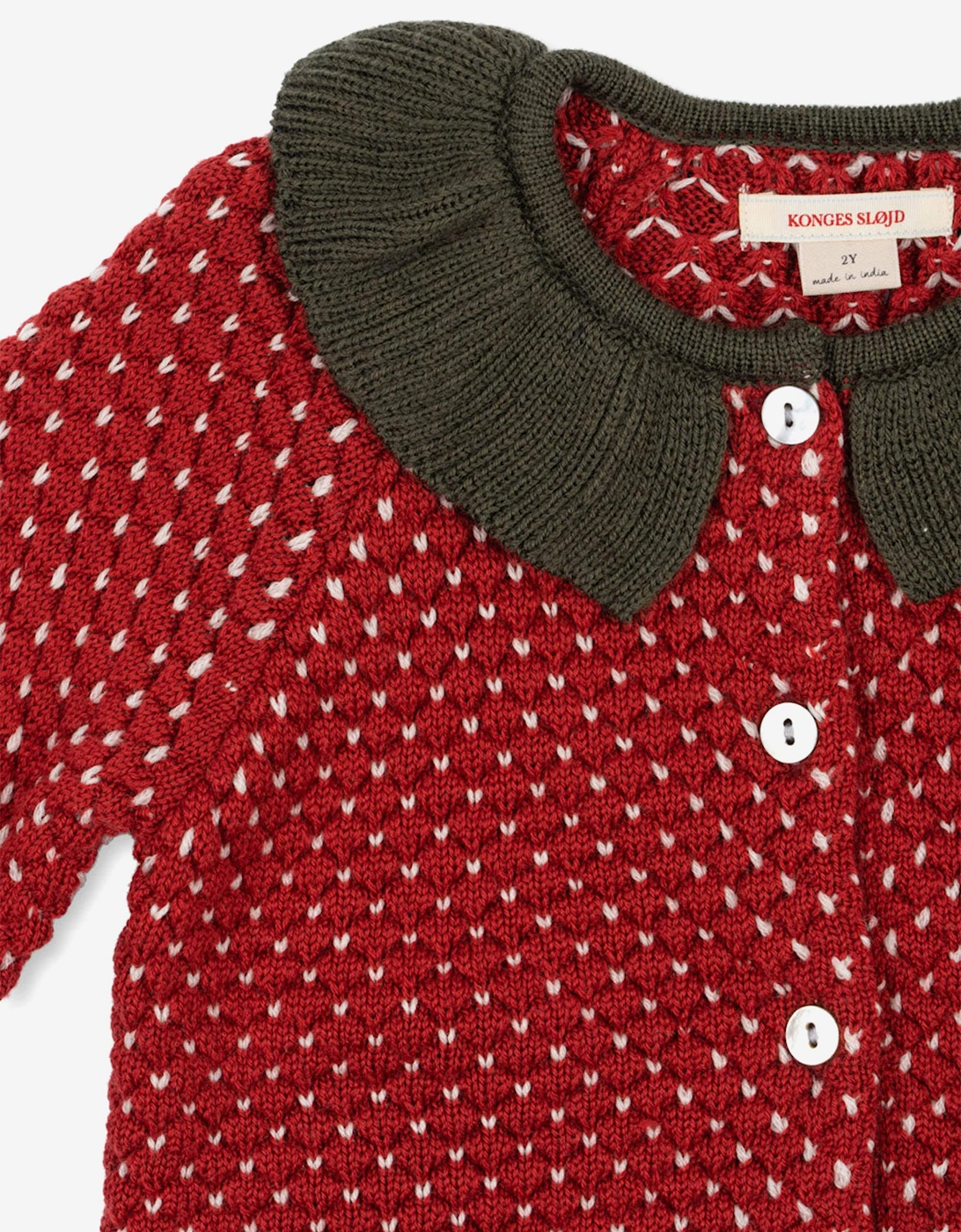 Konges Sløjd Girls Strawberry Knitted Cardigan in Red
