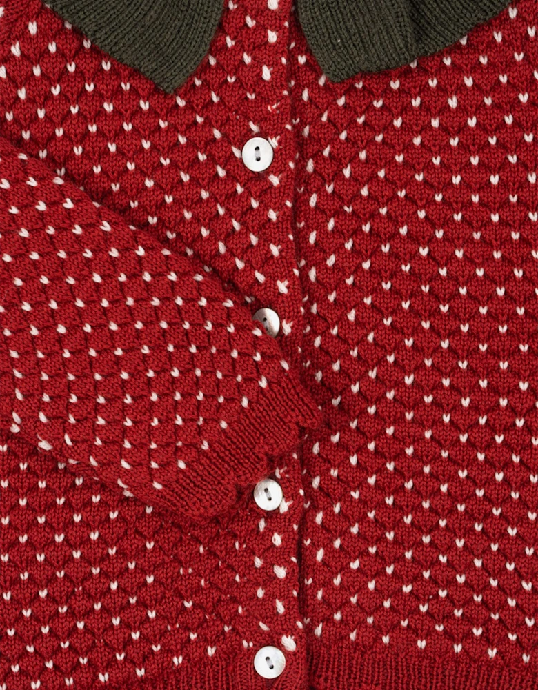 Konges Sløjd Girls Strawberry Knitted Cardigan in Red
