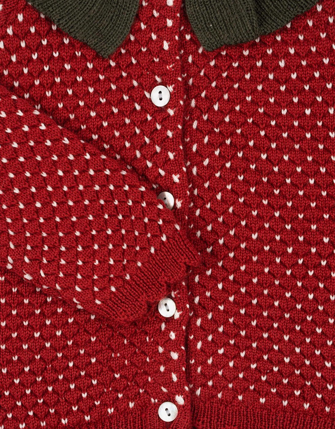 Konges Sløjd Girls Strawberry Knitted Cardigan in Red