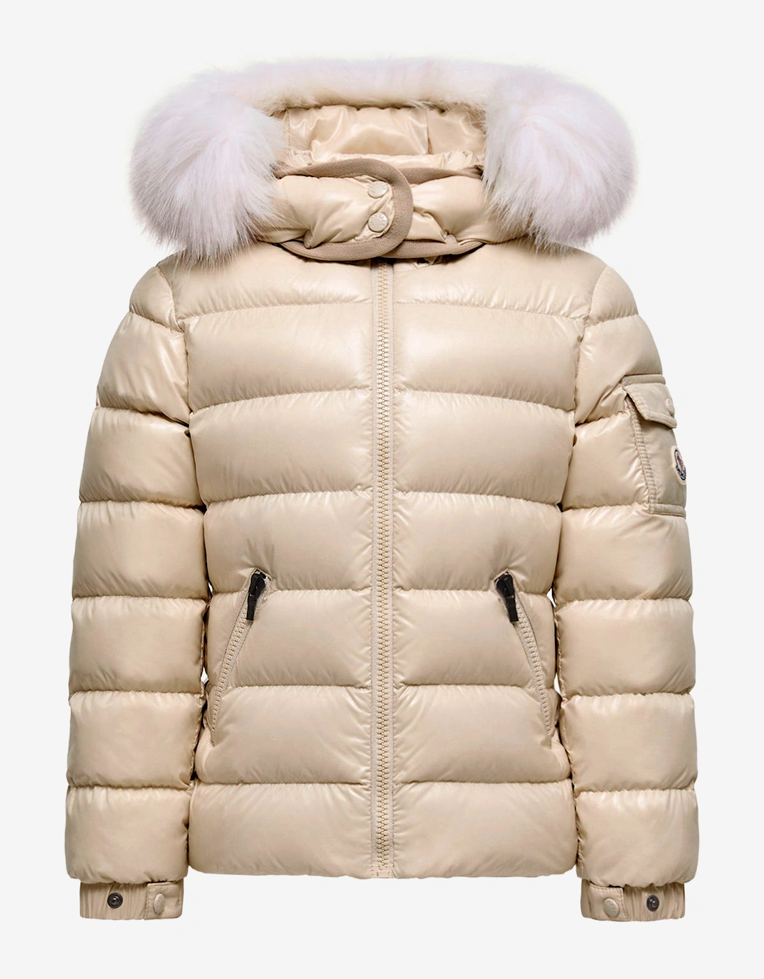 Girl's Moncler Enfant Girls Badyf Down Padded Jacket in Beige - Cream - Size: 10 years