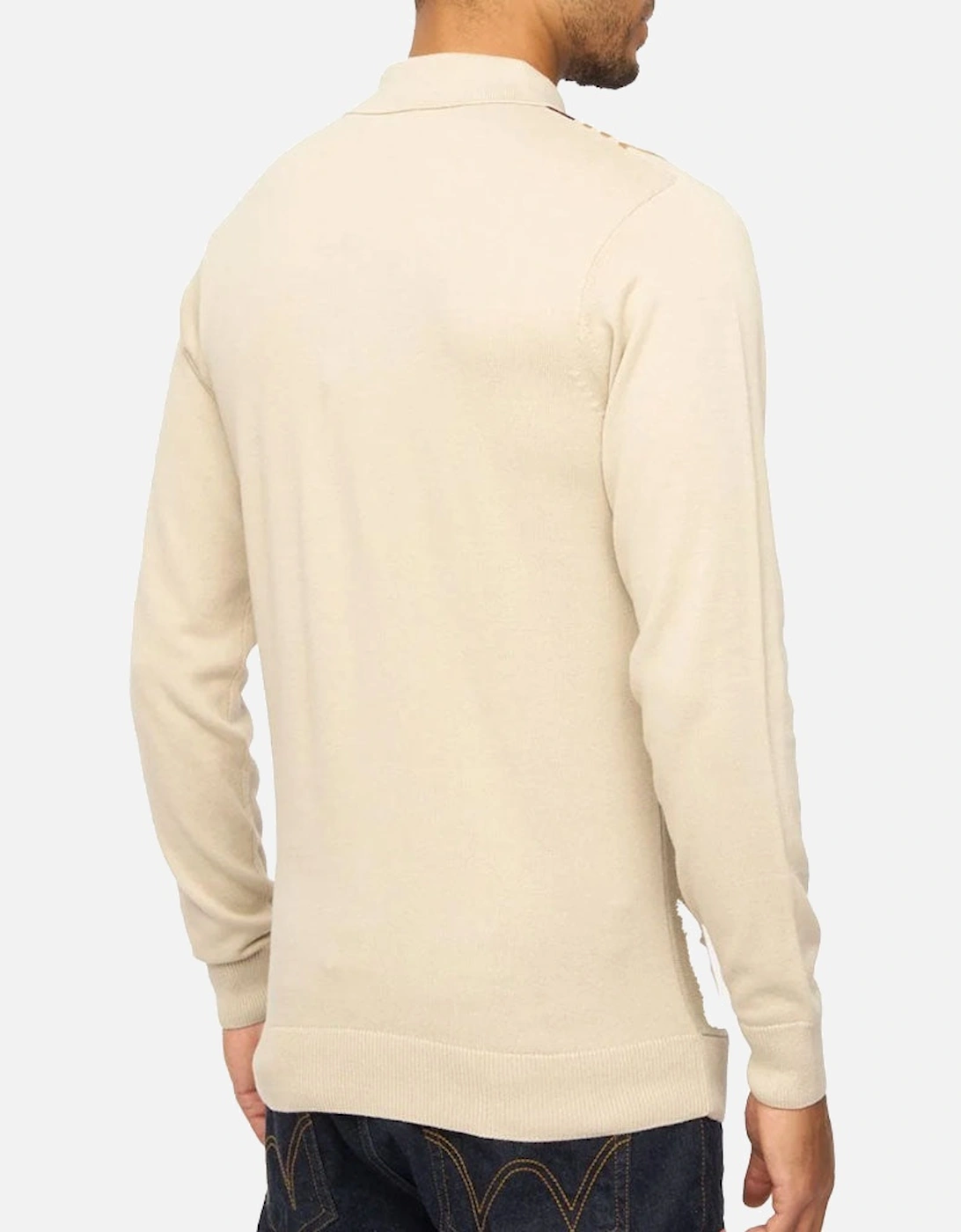 Vintage Searle Knitted Long Sleeve Polo Shirt V00GK04 - Brown Nutmeg