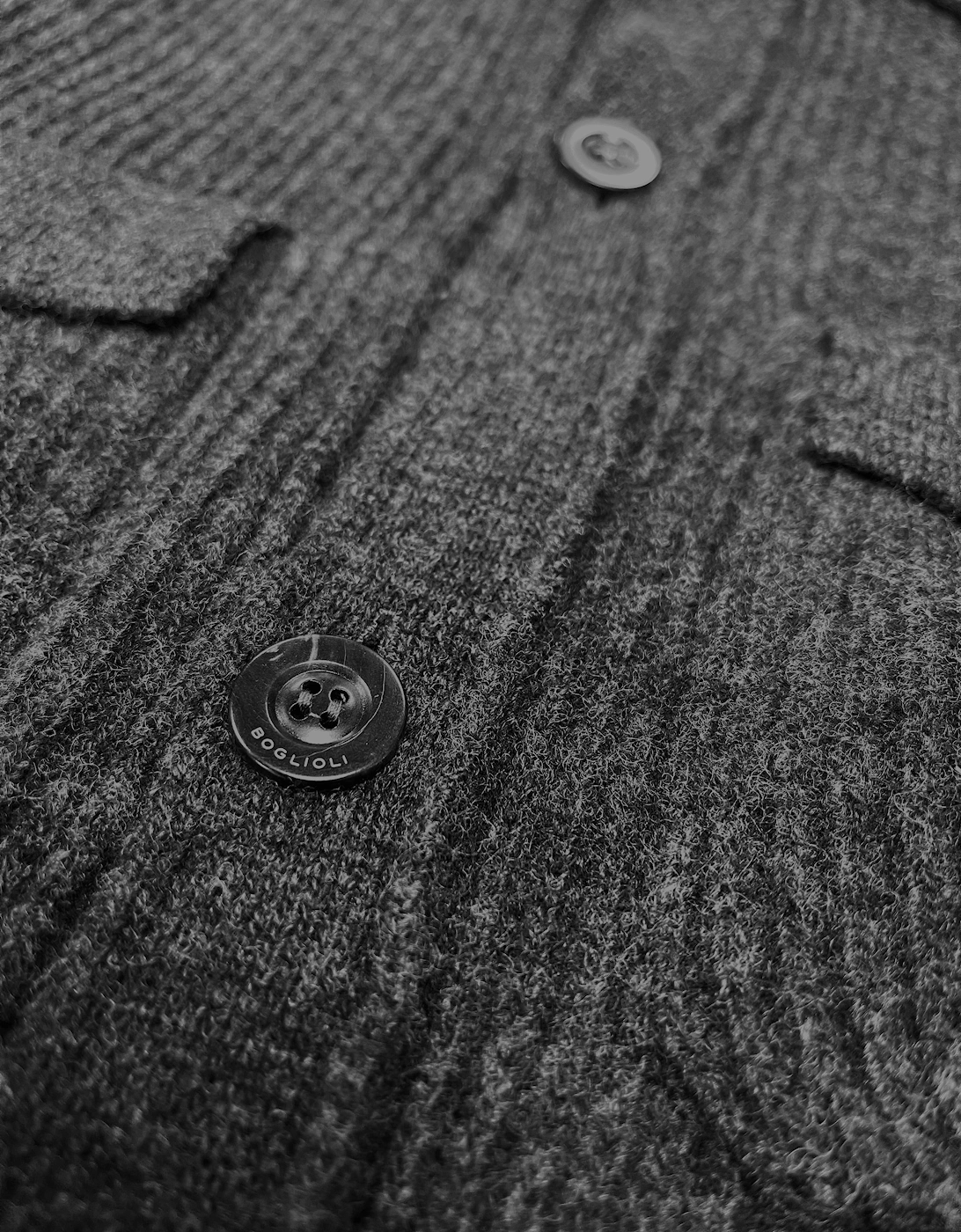 Men's Charcoal Grey Ribbed Knit Overshirt