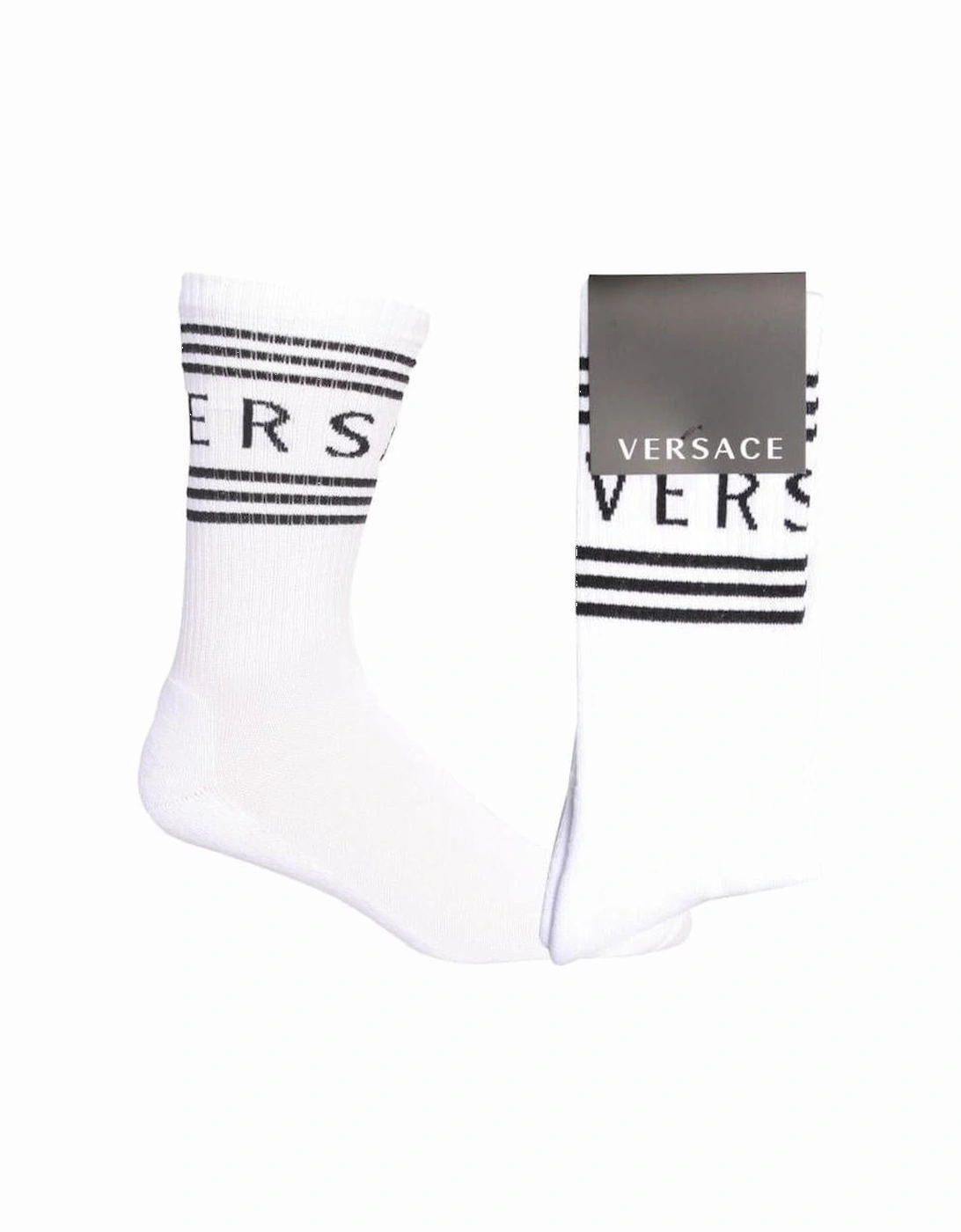 1990's Vintage Logo Sports Socks, White/black, 4 of 3