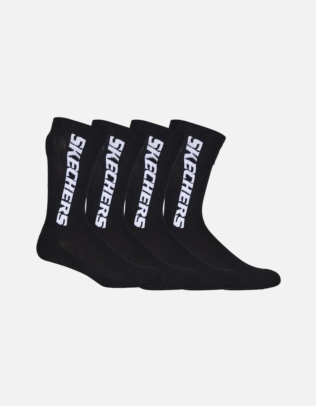 4-Pack Vertical Logo Cushioned Sports Socks, Black, 5 of 4