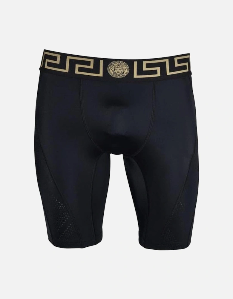Iconic Greca Technical Gym Shorts, Black