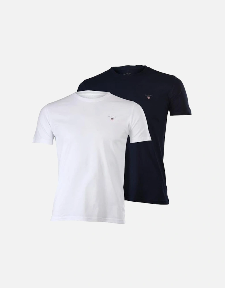 2-Pack Boys Crew Neck T-Shirts, Navy/White